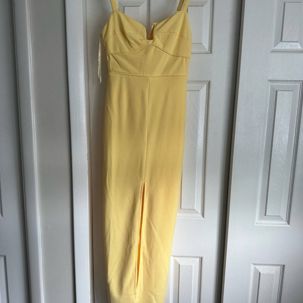 Hello Molly Pale Yellow Midi Dress with Sweetheart Neckline